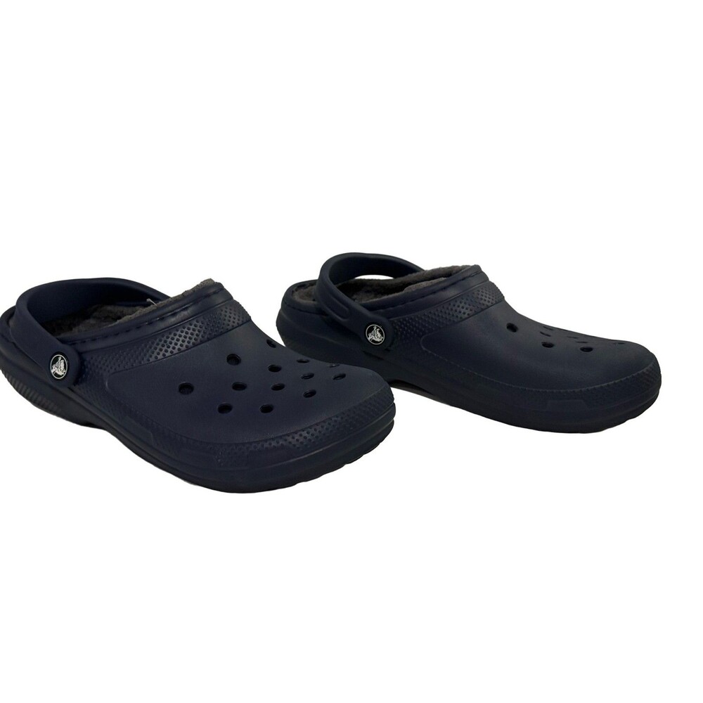 Crocs Classic Lined Clog Men's 7 Women's 9 Navy Blue Fleece Slip On